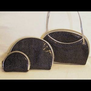 NWOT black silver vinyl 3 in one set